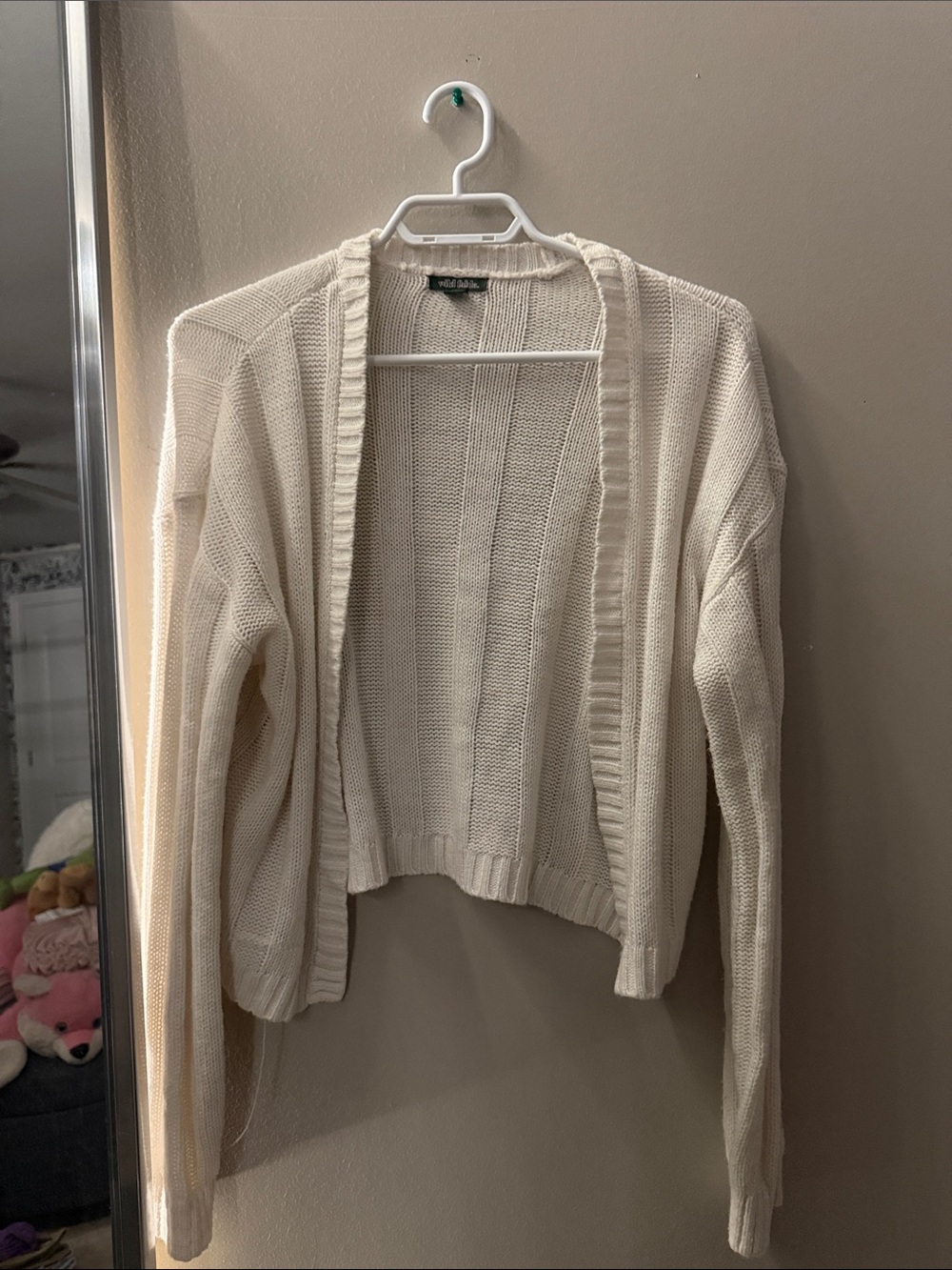 wild fable Cream Open-Front Knit Cardigan